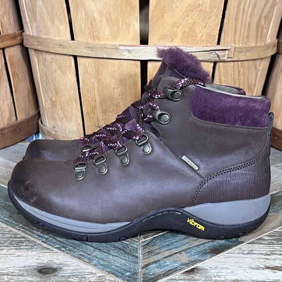 Dansko Chelsey Brown Leather Sheepskin Waterproof Winter Hiking Boot Women EU 37 - Picture 2 of 10